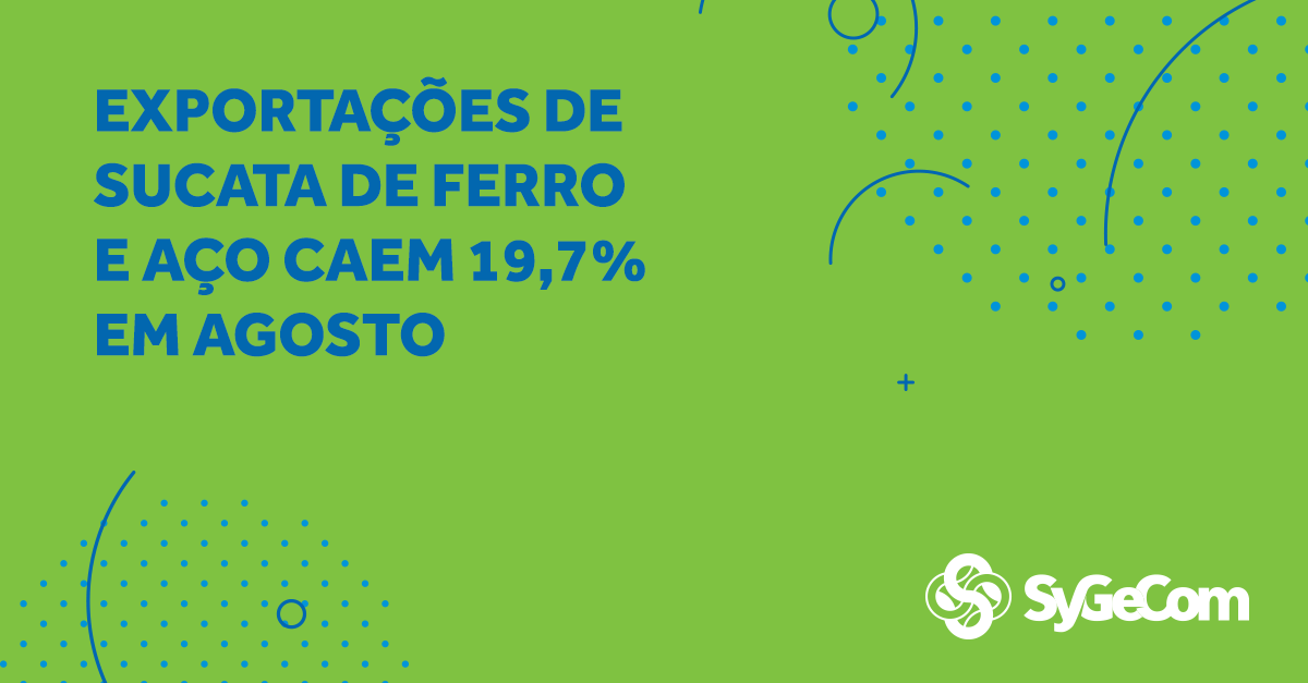 Exportações de sucata de ferro e aço caem 19,7% em agosto